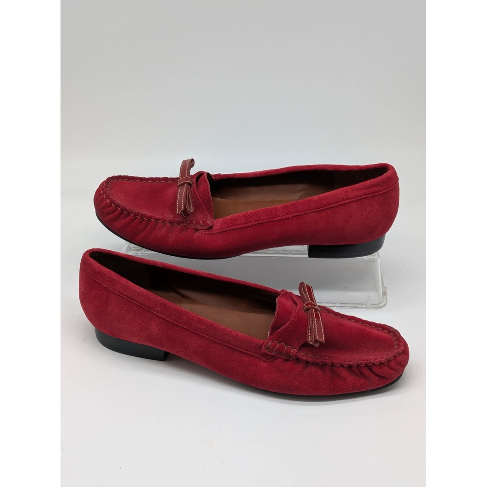 Talbots Red Suede Tassel Loafers Flats Women's Size 6.5B Leather Driving Shoes